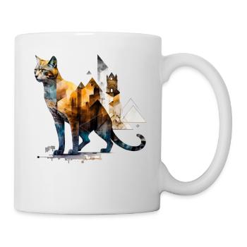 Katze Kunst Polygon Stadt Geschenkidee Frau Tier - Tasse - Weiß - Rechts