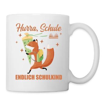 Endlich Schulkind 1 Klasse Schultüte mit Fuchs - Tasse - Weiß - Rechts