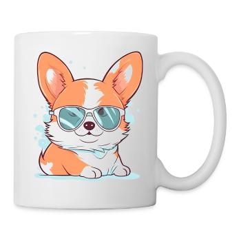 Corgi avec des lunettes de soleil - Mug blanc - blanc - Droite