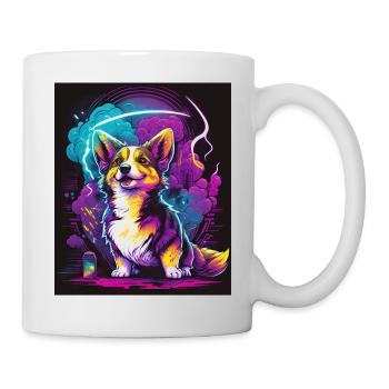 Synthwave Corgi - Retro Futuristic Pet Art - Mug - white - Right