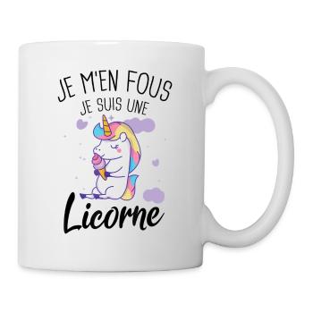 Humour Je M'en Fous Je Suis Une Licorne - Mug blanc - blanc - Droite