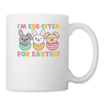 cute bunnies for Easter with Easter eggs bunny - Mug - white - Right