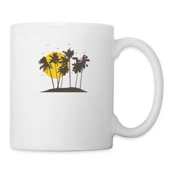 Palm trees on the beach on an island vacation - Mug - white - Right