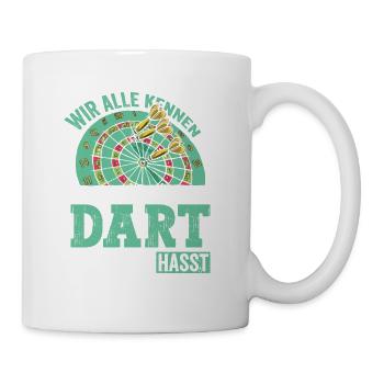 Dart der uns hasst Dartspielen - Tasse - Weiß - Rechts