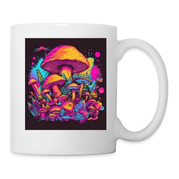 Synthwave Magic Mushrooms - Trippy Retro Art - Tasse - Weiß - Rechts