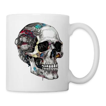 Gruseliger Machinen Totenkopf Schädel im Goth Stil - Tasse - Weiß - Rechts