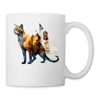 Katze Kunst Polygon Stadt Geschenkidee Frau Tier - Tasse - Weiß - Rechts