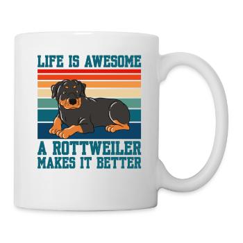 La vie est géniale Un Rottweiler la rend meilleure - Mug blanc - blanc - Droite
