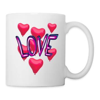 Enterrement de vie de jeune fille L’amour avec des ballons de cœur - Mug blanc - blanc - Droite