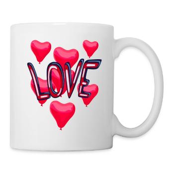 Love and red heart balloons - Mug - white - Right