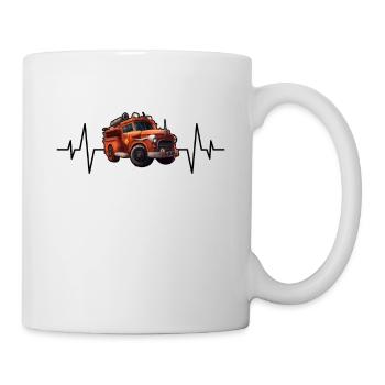 Battement de cœur de camion de pompiers - Mug blanc - blanc - Droite