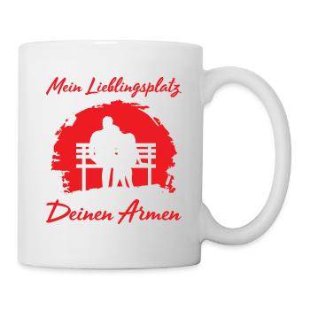 Mein Lieblingsplatz Ist In Deinen Armen - Tasse - Weiß - Rechts