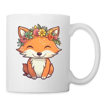 Petit renard avec couronne de fleurs - Mug blanc - blanc - Droite