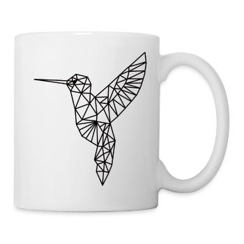 Kolibri in geometrischer Form einfarbig gehalten - Tasse - Weiß - Rechts