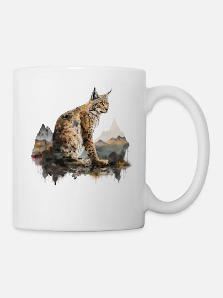 Paysage naturel des montagnes Lynx Cadeau d’animaux Lynx - Mug blanc - blanc