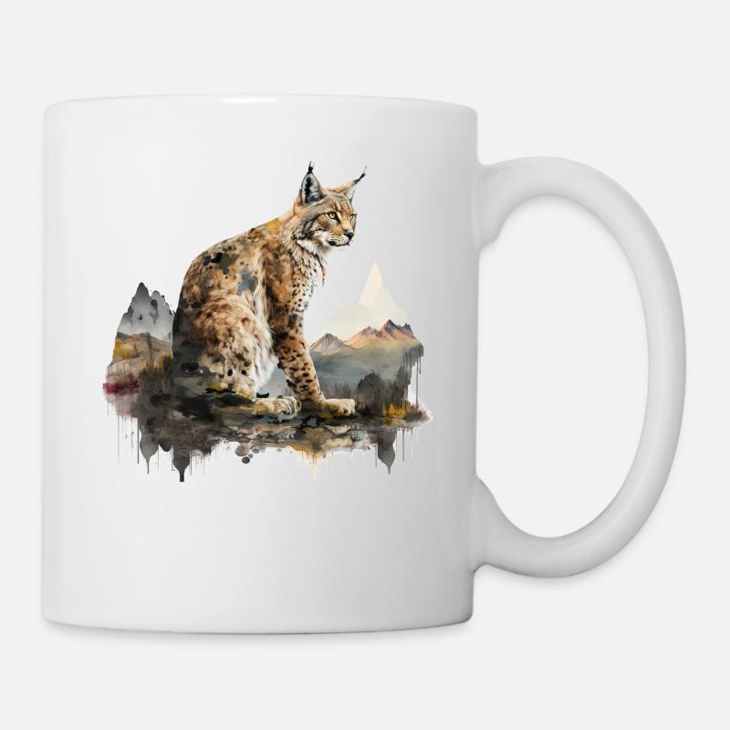 Luchs Berge Natur Landschaft Luchse Tier Geschenk - Tasse - Weiß