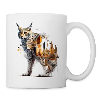 Luchs Kunst Kunstwerk Luchse Tier Geschenk - Tasse - Weiß - Rechts