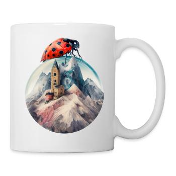 Marienkäfer Kunst Geschenk Insekten Berge - Tasse - Weiß - Rechts