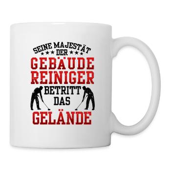 Gebäudereiniger betritt Gelände Fensterputzer - Tasse - Weiß - Rechts