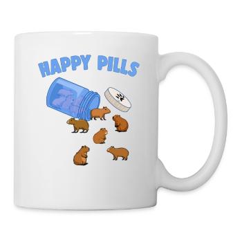 Happy Pills Capibara Lustige Capybaras Liebhaber Humor - Tasse - Weiß - Rechts