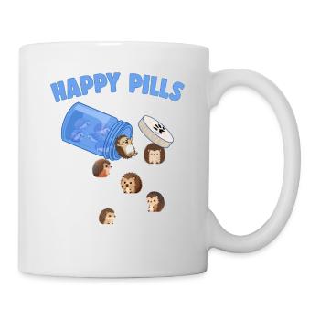 Happy Pills Hedghogs Lustige Skurrile Igelliebe - Tasse - Weiß - Rechts