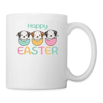 cute dogs at Easter with Easter eggs Dalmatians - Mug - white - Right