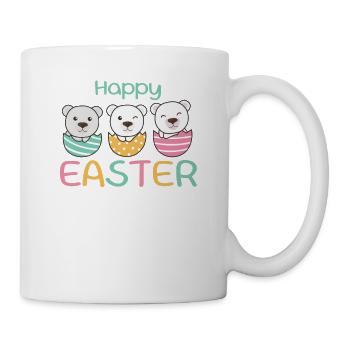 cute polar bears at Easter with Easter eggs polar bear - Mug - white - Right