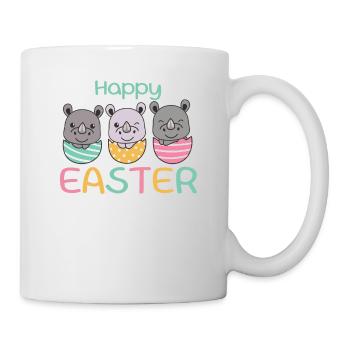 rhinocéros mignons à Pâques avec des œufs de Pâques rhinocéros - Mug blanc - blanc - Droite