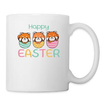 süße Rote Pandas zu Ostern mit Ostereiern - Tasse - Weiß - Rechts