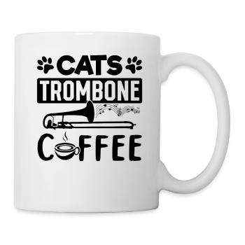Cat Trombone Coffee Trombonist And Cat Lover Tromb - Mug - white - Right