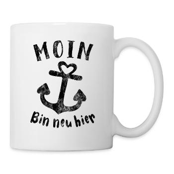 Moin bin neu hier Anker Baby Geburt Spruch - Tasse - Weiß - Rechts