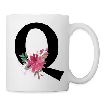 Blumenbuchstabe q - Tasse - Weiß - Rechts