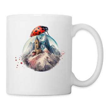 Marienkäfer Kunst Geschenk Insekten Berge - Tasse - Weiß - Rechts
