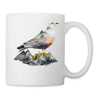 Möwe Vogel Berge Natur Landschaft Geschenkidee - Tasse - Weiß - Rechts