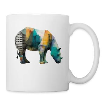 Rhino Architecture Coloré Zoo Afrique Cadeau Animal - Mug blanc - blanc - Droite