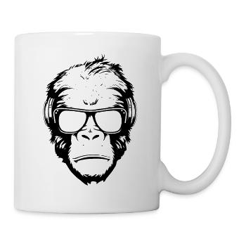 Cool monkey with sunglasses and headphones - Mug - white - Right