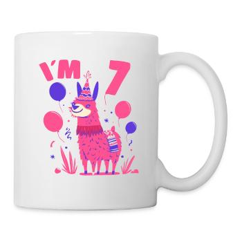 Motif d’anniversaire de lama mignon pour les filles Iam 7 idée de cadeau - Mug blanc - blanc - Droite