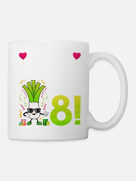 Hurra der Lauch wird 8 - Tasse - Weiß