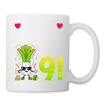 Hurra der Lauch wird 9 - Tasse - Weiß - Rechts