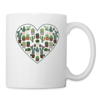 Sukkulente Kaktus Succa Lover Herz Pflanze - Tasse - Weiß - Rechts