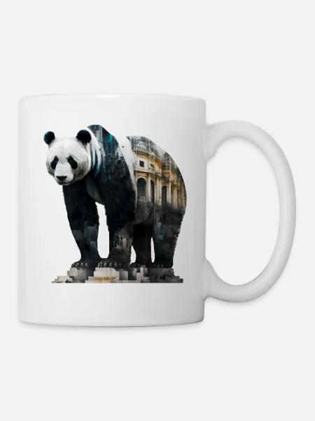 Panda Bunt Architektur Kopf Geschenk Tier Pandabär - Tasse - Weiß