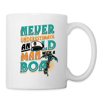 Never underestimate an old man with a boat - Mug - white - Right