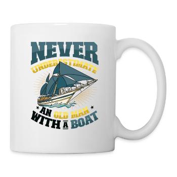 Never underestimate an old man with a boat - Mug - white - Right