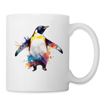 Pinguin Kunst Bunt Geschenk Tiermotiv Tier Zoo - Tasse - Weiß - Rechts
