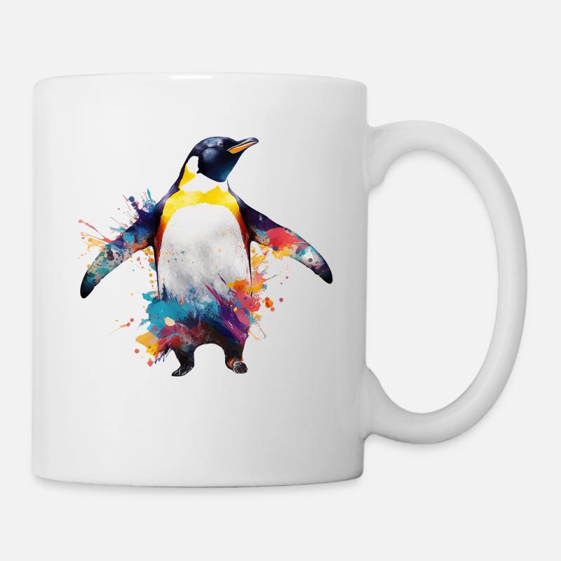 Pinguin Kunst Bunt Geschenk Tiermotiv Tier Zoo - Tasse - Weiß