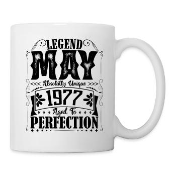 Mai 1977. Geburtstag Mai 1977. Geschenk Mai 1977. - Tasse - Weiß - Rechts