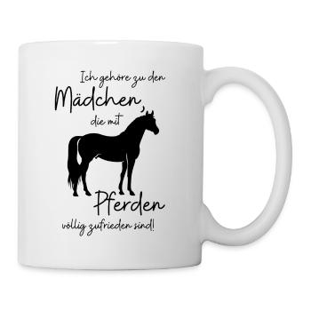 Mit Pferden völlig zufrieden - Tasse - Weiß - Rechts