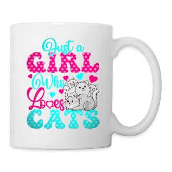 Ich liebe Katzen Katzenliebe Girl Who Loves Cats - Tasse - Weiß - Rechts