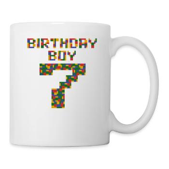Nettes Geschenk zum 7. Geburtstag 7 Jahre altes Blockgebäude - Tasse - Weiß - Rechts