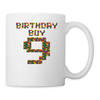 Süßes Geschenk zum 9. Geburtstag 9 Jahre altes Blockgebäude - Tasse - Weiß - Rechts